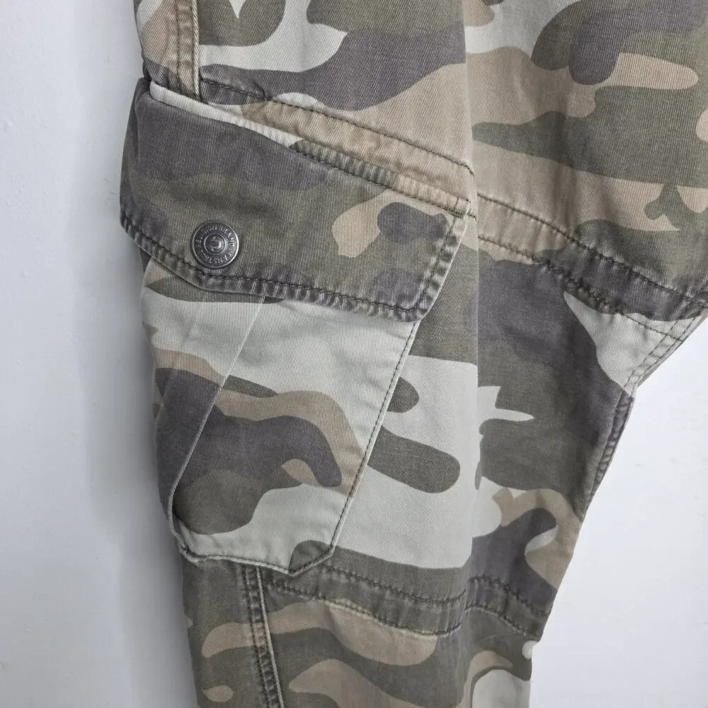 True Religion Joggers Pants Mens 40 Green Camo Denim